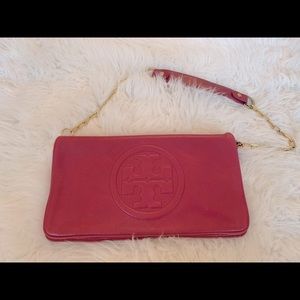Tory Burch Bombe Reva Leather Clutch Bag